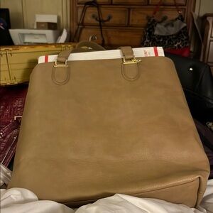 Steve Madden Tan Tote with Gold Hardware